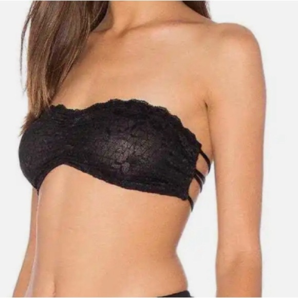 Bundle of 3 Free People Essential Lace Bandeau Bras, Black, Pink, & Ivory, S - Picture 2 of 8